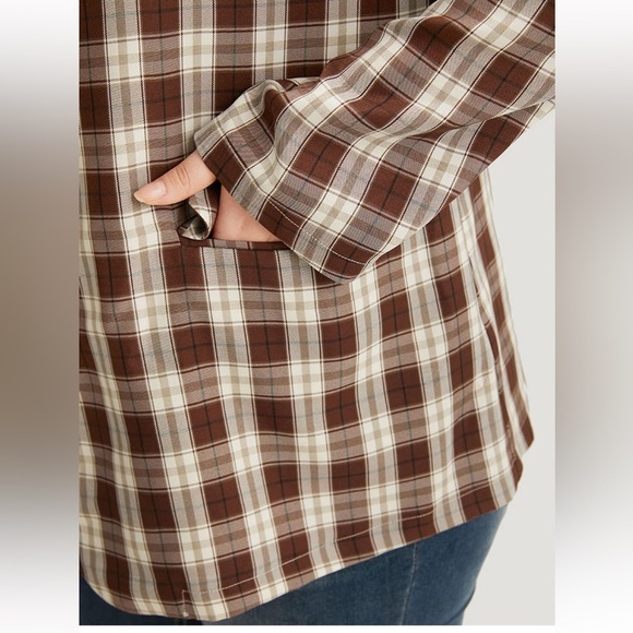 BloomChic Plus 6XL Plaid Button Through Flap Pocket Blazer us30 - Picture 6 of 6